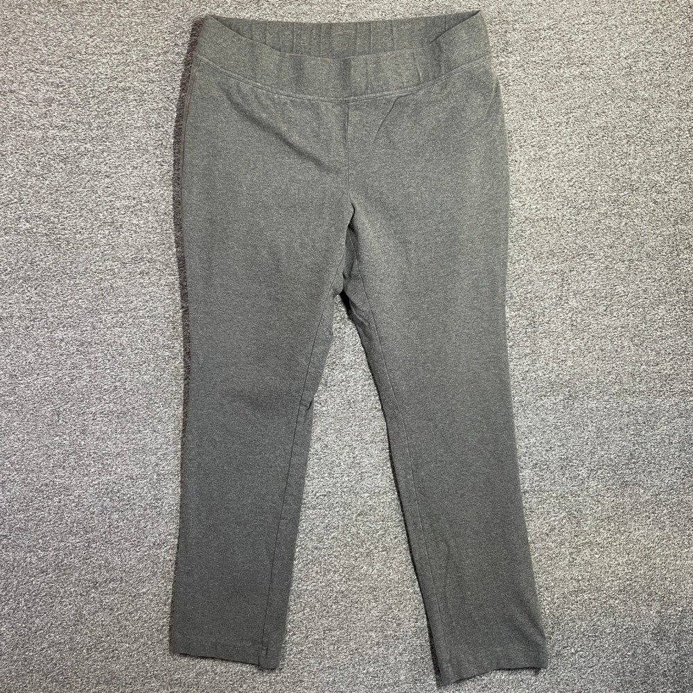 Lands End Starfish Slim Leg Pants Womens L 14-16 Gray Pull On Knit Trousers